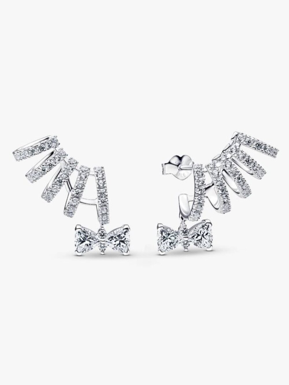 Sparkling Bow Climber Earrings